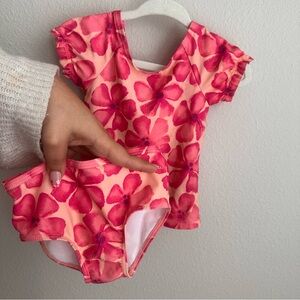Floral Pink Baby Swimsuit Set